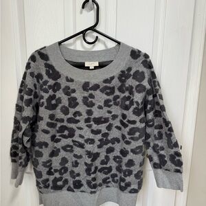 LOFT Charcoal Animal Print Sweater